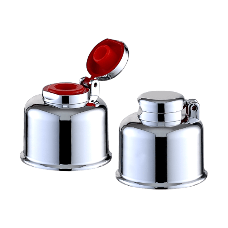 Plastica color argento, aspetto spray. Tappo per ugello